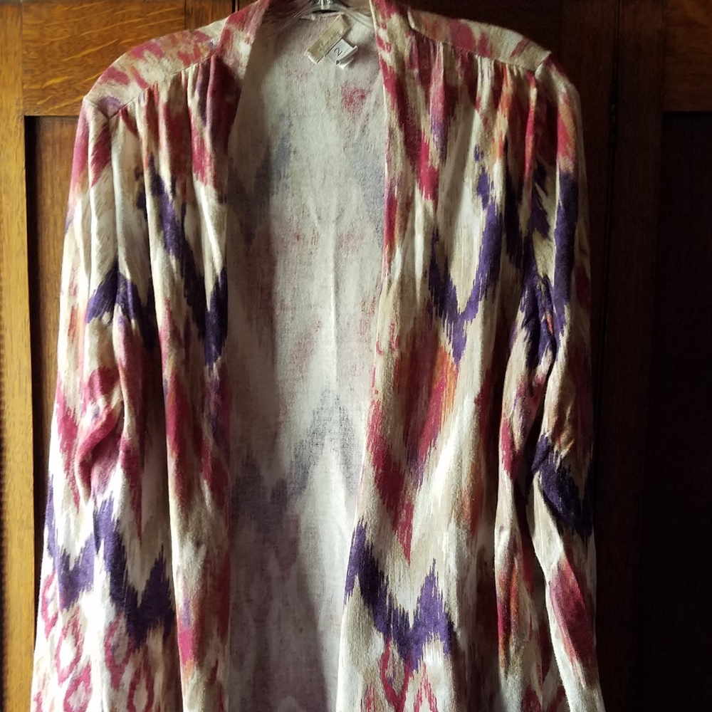 Chico's 2 Large Soft Knit Ikat Cardigan